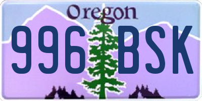 OR license plate 996BSK