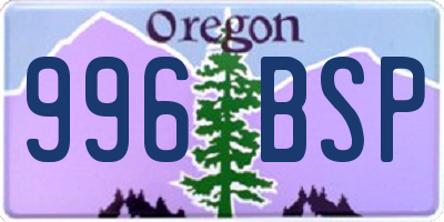 OR license plate 996BSP