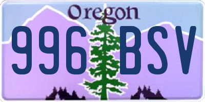 OR license plate 996BSV