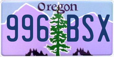 OR license plate 996BSX