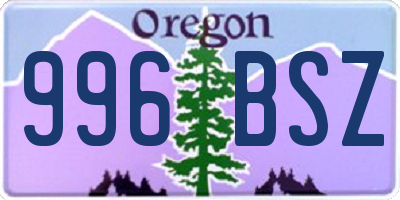 OR license plate 996BSZ