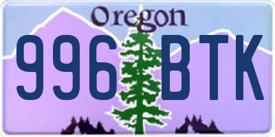 OR license plate 996BTK