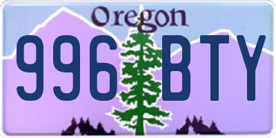 OR license plate 996BTY