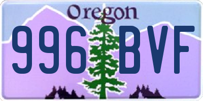 OR license plate 996BVF