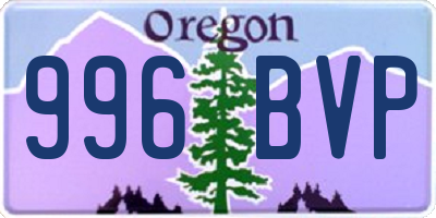 OR license plate 996BVP