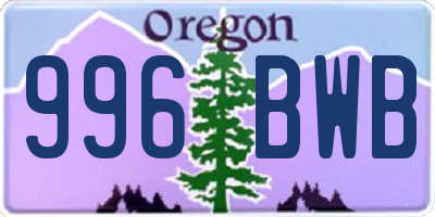 OR license plate 996BWB