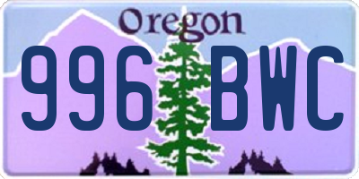 OR license plate 996BWC