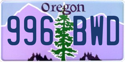 OR license plate 996BWD
