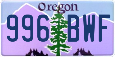 OR license plate 996BWF