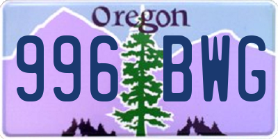 OR license plate 996BWG