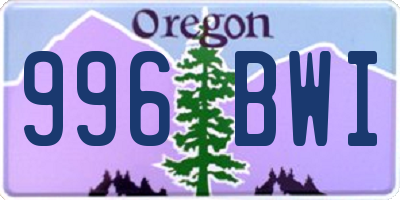 OR license plate 996BWI