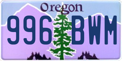 OR license plate 996BWM