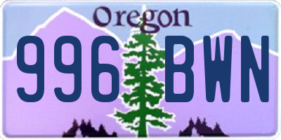 OR license plate 996BWN