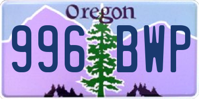 OR license plate 996BWP