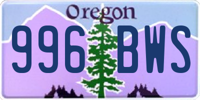 OR license plate 996BWS