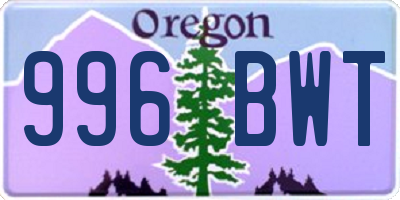 OR license plate 996BWT