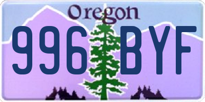 OR license plate 996BYF