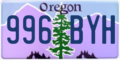 OR license plate 996BYH