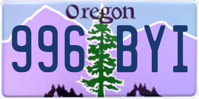 OR license plate 996BYI