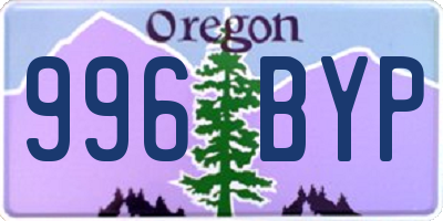 OR license plate 996BYP