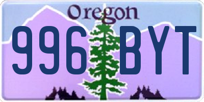 OR license plate 996BYT