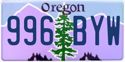 OR license plate 996BYW