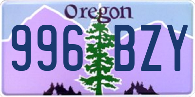 OR license plate 996BZY