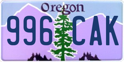 OR license plate 996CAK
