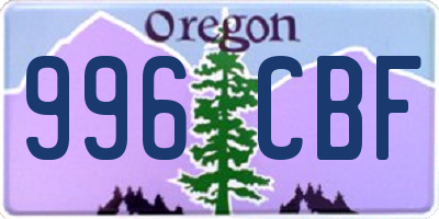 OR license plate 996CBF