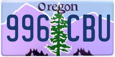 OR license plate 996CBU