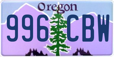 OR license plate 996CBW