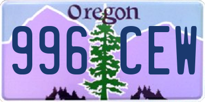 OR license plate 996CEW