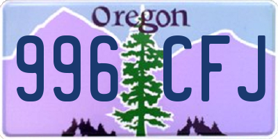 OR license plate 996CFJ