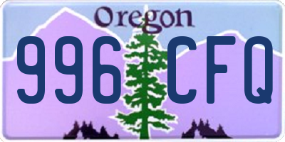 OR license plate 996CFQ