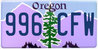 OR license plate 996CFW