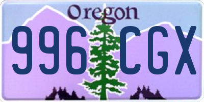 OR license plate 996CGX