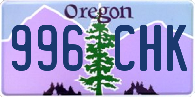 OR license plate 996CHK