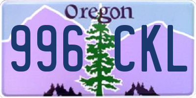 OR license plate 996CKL