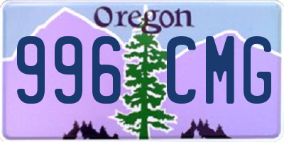OR license plate 996CMG