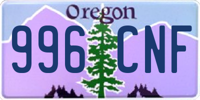 OR license plate 996CNF