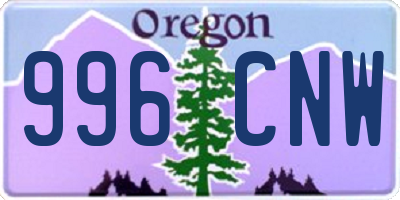 OR license plate 996CNW