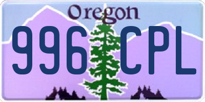 OR license plate 996CPL