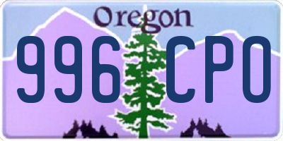 OR license plate 996CPO