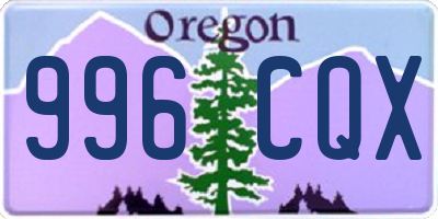 OR license plate 996CQX