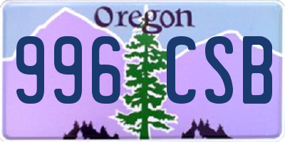 OR license plate 996CSB