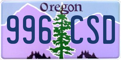 OR license plate 996CSD