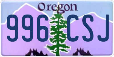 OR license plate 996CSJ
