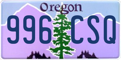OR license plate 996CSQ