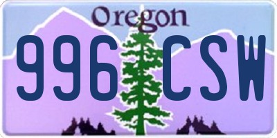 OR license plate 996CSW