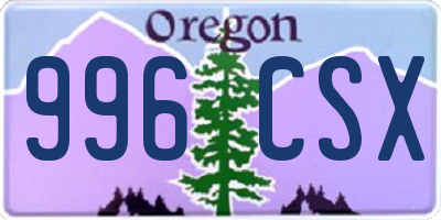 OR license plate 996CSX